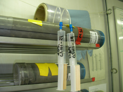Rhizon connected to a syringe