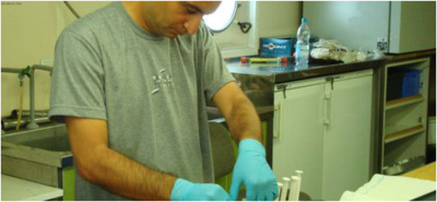 Mayhar in the lab onboard Sonne