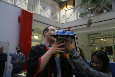receiving the doctoral hat