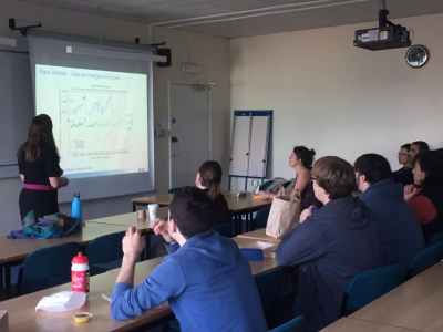 Charlotte giving a talk in the PhD seminar