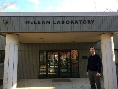 Elmar in front of the McLean Laboratory at the Woods Hole Oceanographic Institution.