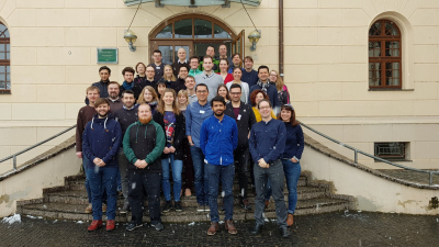 Participants and organisers of the de.NBI Winter School in Lutherstadt Wittenberg in the snow. 