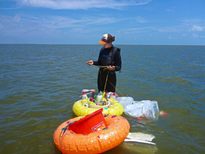 Sampling in the back reef area