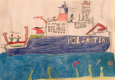 RV POLARSTERN. Drawing: Pupils of Class 3aof the city borough school Wilhelmsburg