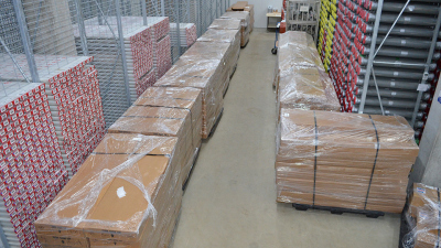 The working halves of Expedition 382 drill cores were delivered on twelve pallets. Photo: MARUM - Center for Marine Environmental Sciences, University of Bremen