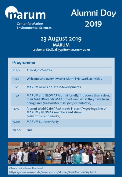 Invitation MARUM Alumni Day 2019