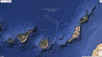Die Route des Wave Gliders während der vergangenen drei Wochen. Foto: MARUM – Zentrum für Marine Umweltwissenschaften der Universität Bremen, S. Meckel.