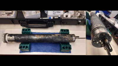 MARUM MeBoCORK-Observatorium nach der Bergung im Labor auf FS METEOR. Foto: MARUM − Zentrum für Marine Umweltwissenschaften, Universität Bremen