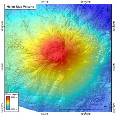 Newly discovered mud volcano Helios. Graphic: Miriam Römer