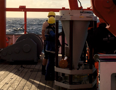 The sediment trap is ready to be deployed. Photo: Karin Zonneveld