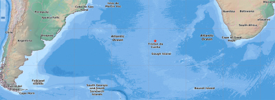Die Karte zeigt den Kurs des Schiffes und die Insel Tristan da Cunha mit rotem Stern. Grafik: Manita Chouksey