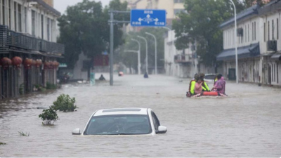 Flooding in Ningbo, Zhejiang Province of China, 2021. Photo: Chen Zhongqiu/VCG via Getty Images