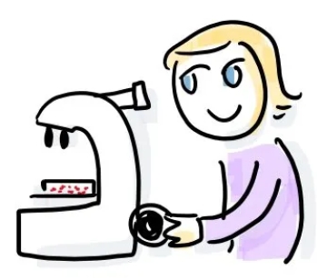 sketchnote of a scientist with a microscope