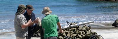 Drilling fossil coral boulders - T. Felis/MARUM, University of Bremen