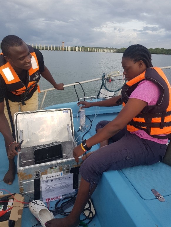 two people working on a boat