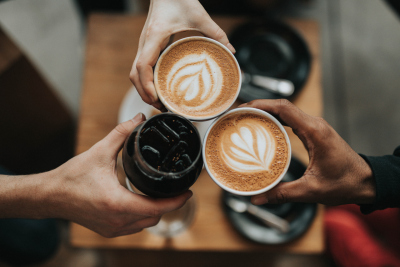 Drinking a cup of coffee together