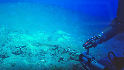 Bildschirmfoto der Probennahme an einem Hydrothermalsystem. Foto: SQUID, MARUM