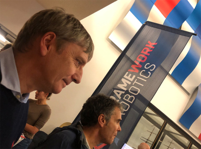 Ralf Bachmayer (Marine Robotik) und Matthias Zabel (Öffentlichkeitsarbeit) folgen den Beiträgen in Harburg. Foto: MARUM - Zentrum für Marine Umweltwissenschaften, Uni Bremen; A.Kopf