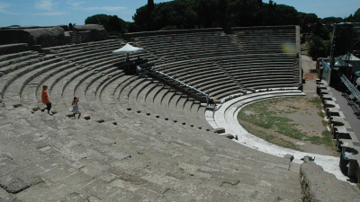 Theater in Pompeji. Das Römische Reich gehörte in seiner Hochzeit zu den am dichtesten besiedelten Regionen. Foto: MARUM – Zentrum für Marine Umweltwissenschaften, Universität Bremen; K. Zonneveld