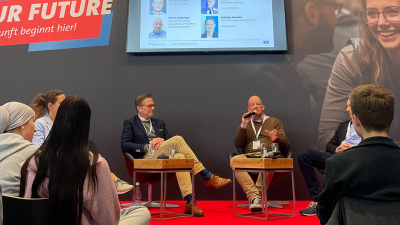 Achim Kopf gives a keynote speech on "Engineering Professions in Climate Change" at the Hannover Messe. Photo: MARUM