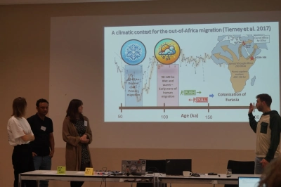 f.l.t.r. Polina Tselykh, Jewel Das, Janina Groninga and Lennart Stock during their short presentation