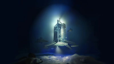 Gerendertes Bild der Landung des MARUM-MeBo70 auf dem Meeresboden der Amundsen-See. Grafik: MARUM - Zentrum für Marine Umweltwissenschaften, Universität Bremen; M. Künsting