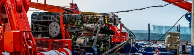 Einsatz des MARUM-MeBo70 in der Antarktis. Foto: MARUM – Zentrum für Marine Umweltwissenschaften, Universität Bremen; T. Klein