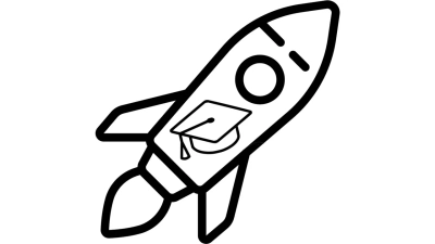 rocket with doctoral hat 