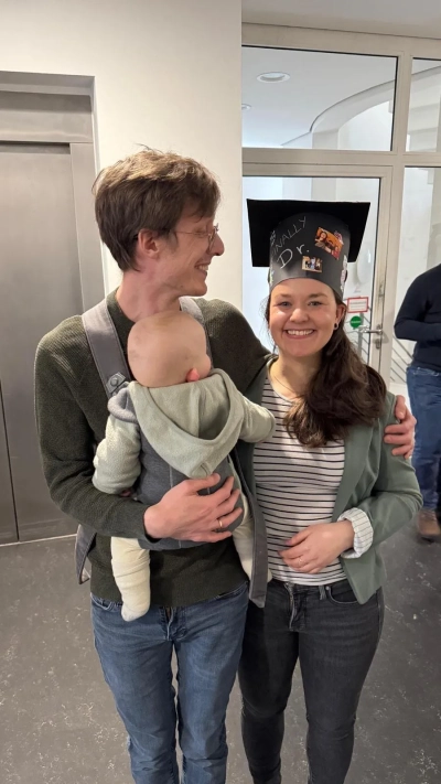Johanna with her partner and baby
