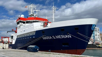 Das Forschungsschiff MARIA S. MERIAN im Hafen von Malaga, Spanien. Foto: Carolin Melia Brendel