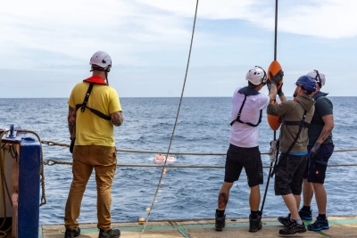 The new remotely operated vehicle MARUM-QUEST 5000 on its first dive in the North Atlantic. Photo: MARUM – Center for Marine Environmental Sciences, University of Bremen; M. Schröder
