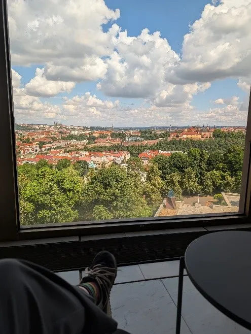 The view over Prague from the Prague congress centre, the venue of the conference.