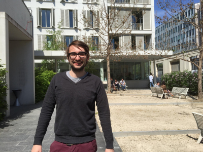 In front of the entrance to the IPGP in Paris, France