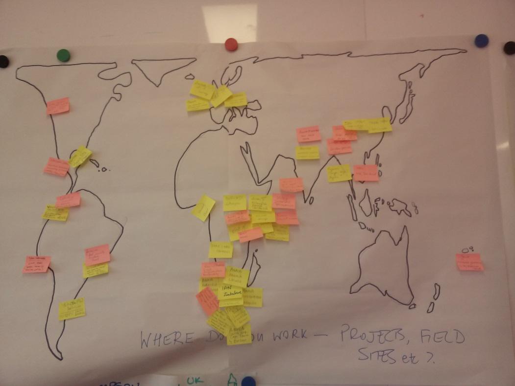 World map showing where participants work